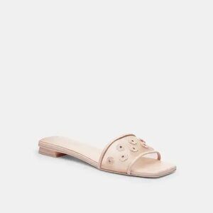 New COACH Flat Sandal With Tea Rose - Blush Size 10